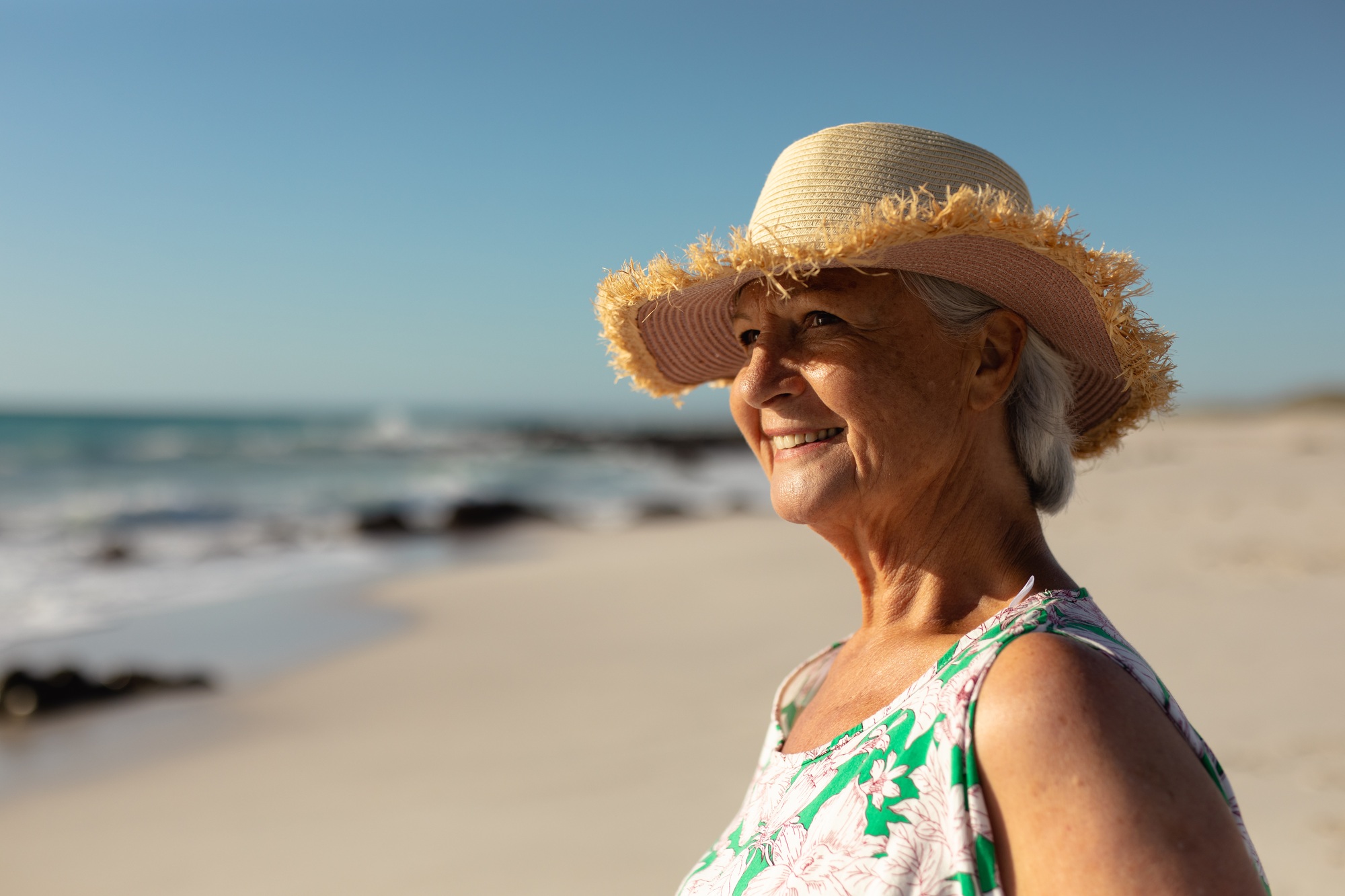 Old woman enjoying free time